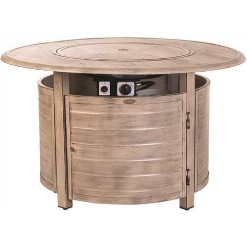 Fire Sense 62739 Thatcher 42 in. x 24 in. Round Aluminum Propane Fire Pit Table in Driftwood
