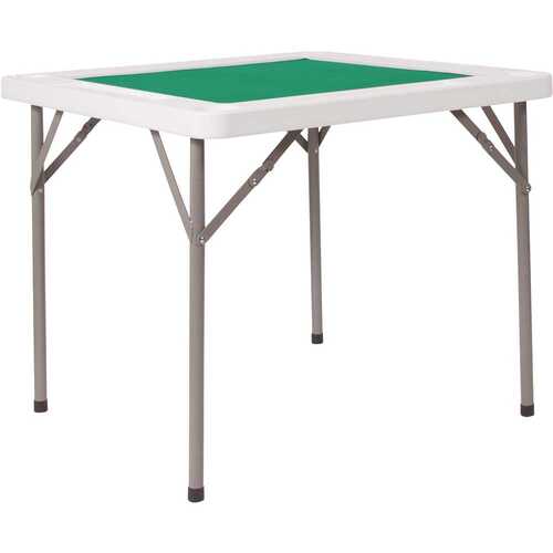 34.5 in. Granite White Plastic Tabletop Metal Frame Folding Table