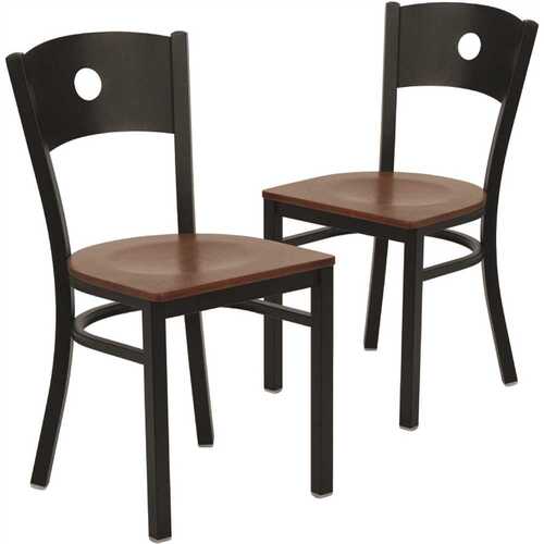 Cherry Wood Seat/Black Metal Frame Restaurant Chairs