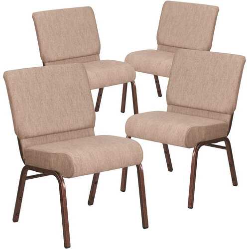 21 in. Beige Fabric/Copper Vein Frame Church Chair