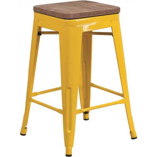 24 in. Yellow Bar Stool