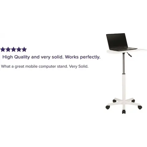 25.5 in. U-Shaped White/Silver Laptop Desks with Adjustable Height