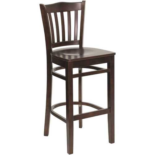 29.5 in. Walnut Wood Seat/Walnut Wood Frame Bar Stool