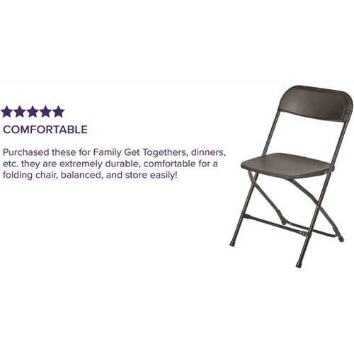 Black Plastic Seat with Metal Frame Folding Chair