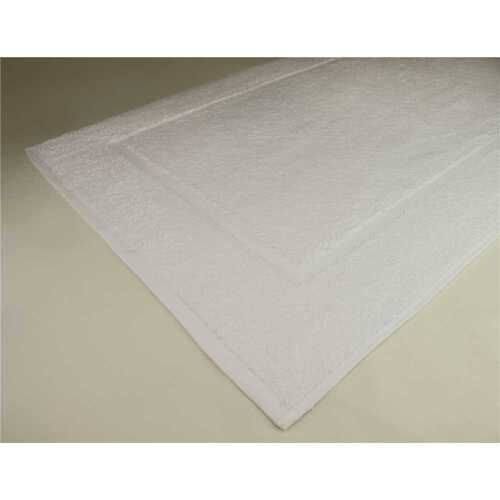 GANESH MILLS O2030 20 in. x 30 in., 7 lbs. White Terry Bath Mat With Single Cam Frame Border