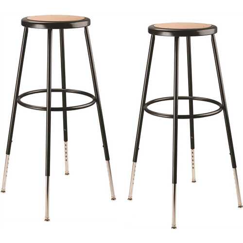 National Public Seating 6230H-10/2 32 -39 in. Black Height Adjustable Heavy Duty Steel Frame Stool With Masonite Seat