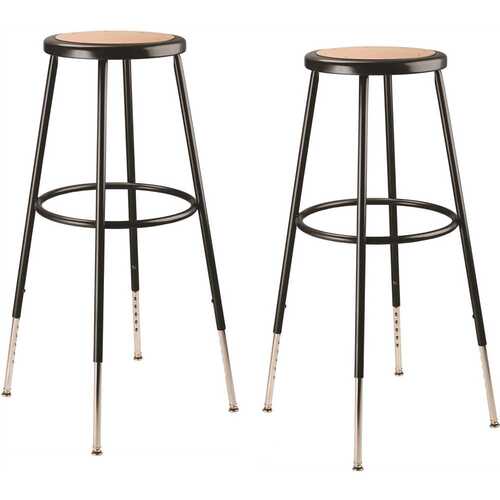 32 -39 in. Black Height Adjustable Heavy Duty Steel Frame Stool With Masonite Seat