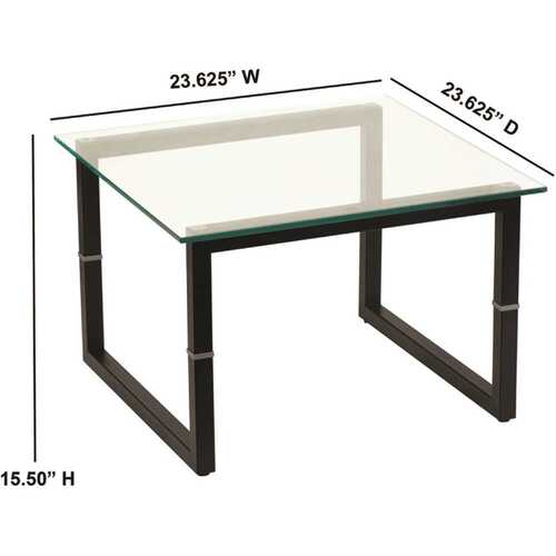 24 in. Clear/Black Medium Square Glass Coffee Table