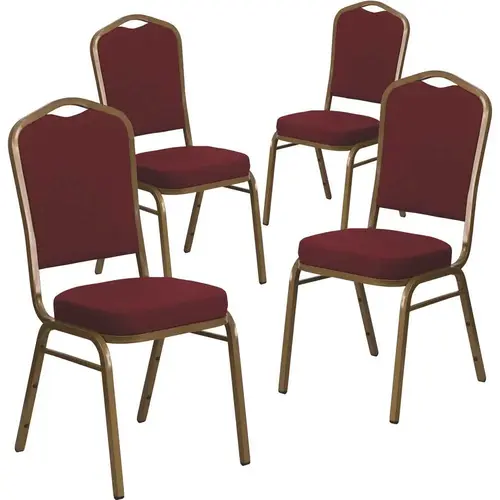 Burgundy Fabric/Gold Frame Banquet Stack Chair