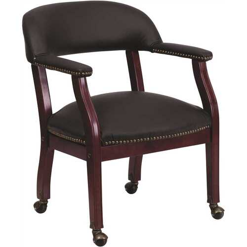 Faux Leather Cushioned Side Chair in Black