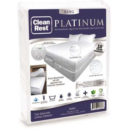 CLEAN REST 845168007986 Platinum Encasing Pad Polyester King Mattress Cover
