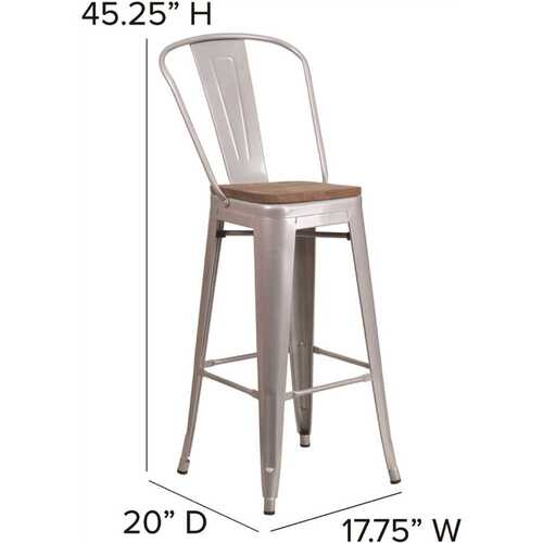 30.5 in. Silver Bar Stool