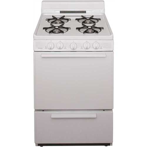 24 in. 2.97 cu. ft. Battery Spark Ignition Gas Range in White