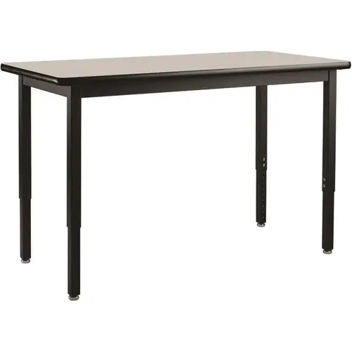 Heavy Duty Height Adjustable Table 30 in. x 72 in. Black Frame HPL Grey Nebula Top