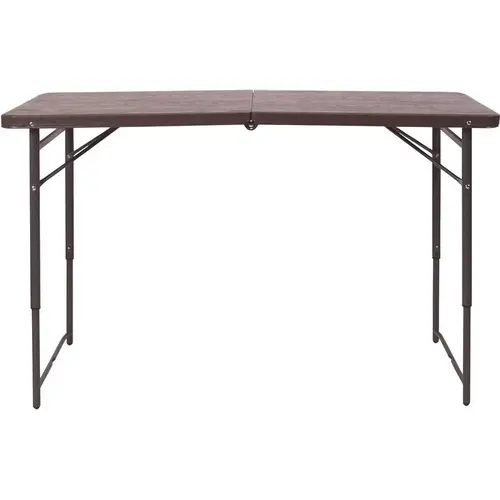 National Brand Alternative CGA-FLF-224351-BR-HD 48.25 in. Brown Plastic Tabletop Metal Frame Folding Table