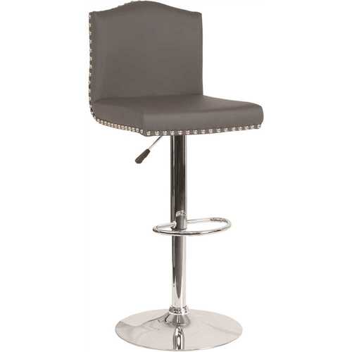 32.5 in. Adjustable Height Gray Leather Bar Stool Color/Finish Family