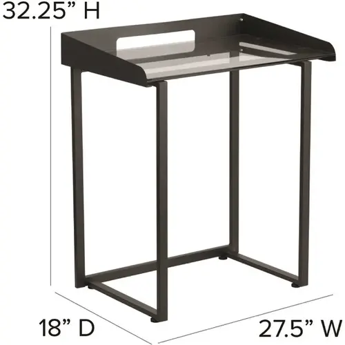 27.5 in. Rectangular Clear/Black Computer Desks with Cable Management