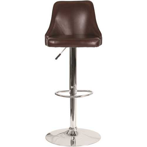 44.25 in. Brown Leather Bar Stool