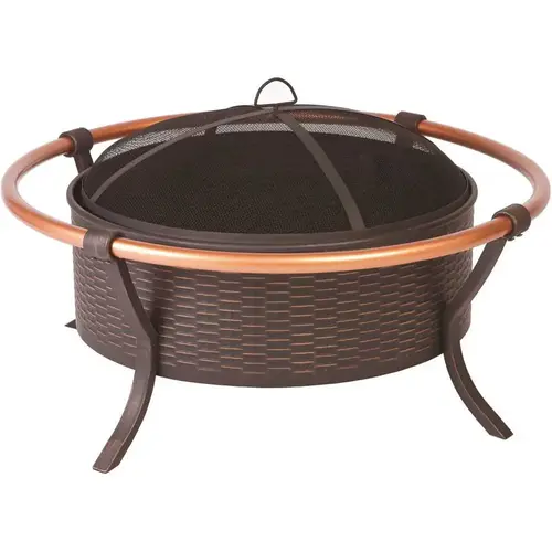 Fire Sense 60859 Copper Rail 37 in. Round Steel Fire Pit in Brushed Bronze