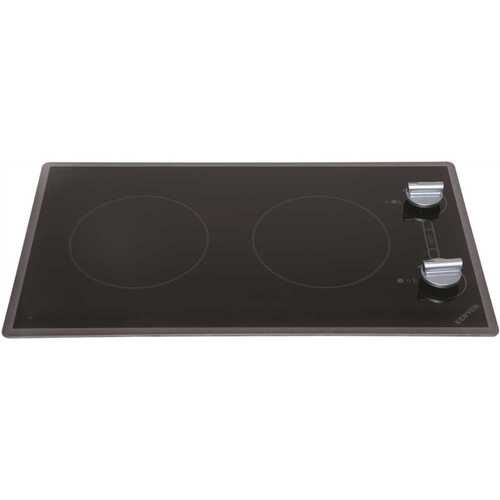 Cortez Series 12 in. Radiant Electric Cooktop in Black with 2 Elements Knob Control 120-Volt
