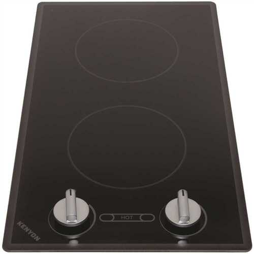 Kenyon B41719 Cortez 12 in. 208-Volt Radiant Electric Cooktop in Black with 2-Elements, Knob Control
