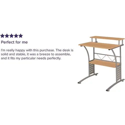 28 in. Rectangular Maple Computer Desks with Storage