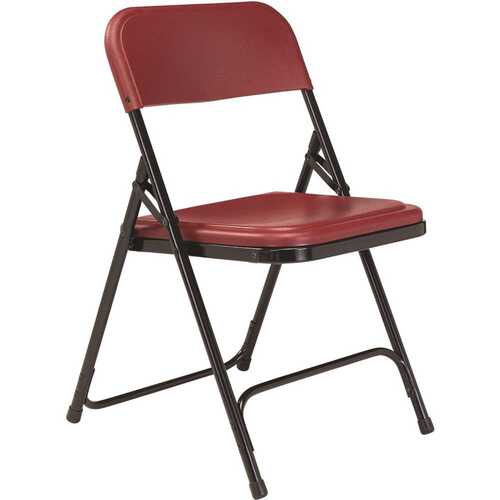 National Public Seating 818 Burgundy Plastic Seat Stackable Outdoor Safe Folding Chair