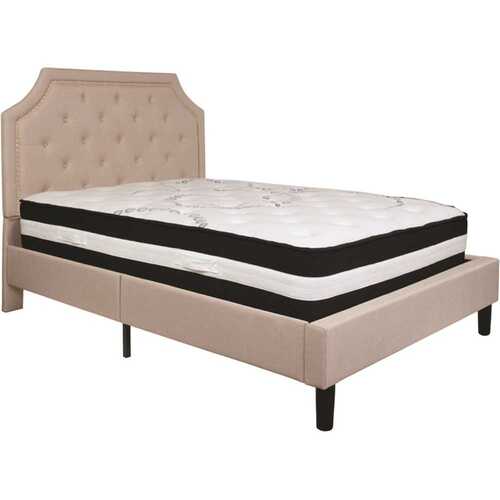 Flash Furniture CGA-SL-228498-BE-HD Beige Full Platform Bed and Mattress Set