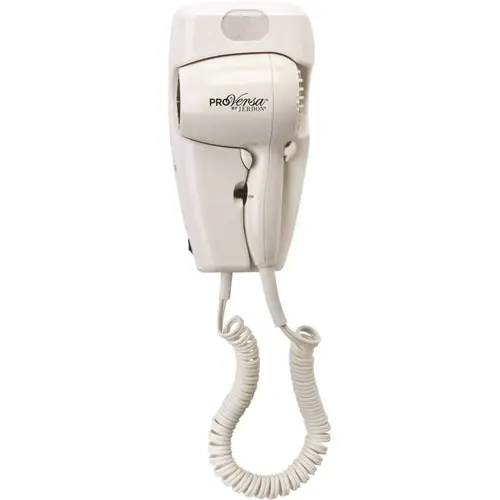 Jerdon JWM8CD 1600-Watt Wall Mount Hair Dryer, Direct Wire, White