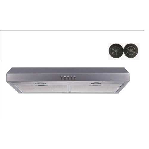 Winflo UR008C30F 30 in. 300 CFM Convertible Under Cabinet Range Hood in Stainless Steel with Mesh and Charcoal Filters