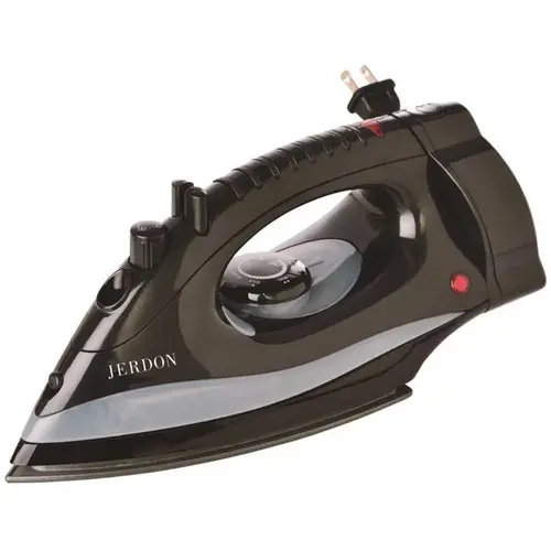 Jerdon J913B Midsize Dual Auto Off Hotel Iron with Retractable Cord, Black