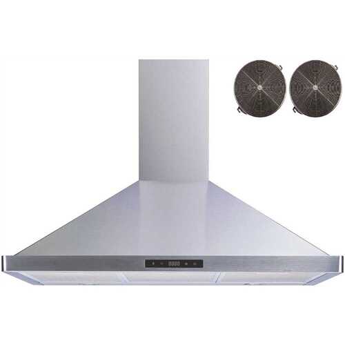 Winflo WR003B36F 36 in. 475 CFM Convertible Wall Mount Range Hood in Stainless Steel with Mesh and Charcoal Filters, Touch Sensor Control