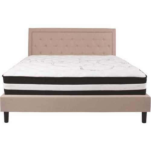 Flash Furniture CGA-SL-228516-BE-HD Beige King Platform Bed and Mattress Set