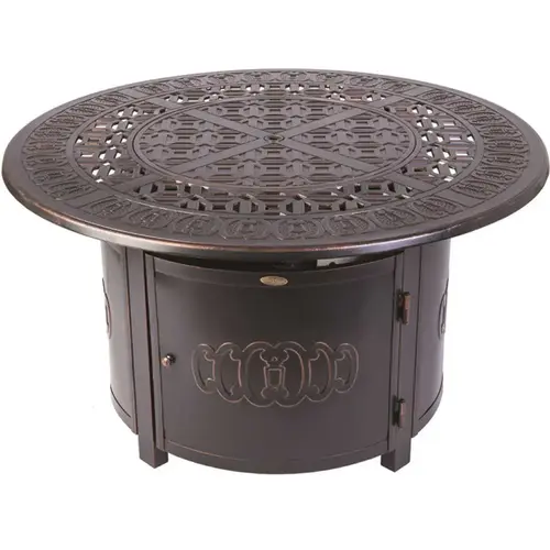 Fire Sense 62262 Dynasty 44 in. x 24 in. Round Aluminum LPG Fire Pit Antique Bronze