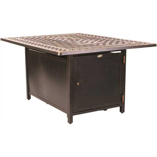 Meerin 48 in. x 24 in. Rectangle Aluminum LPG Fire Pit Table in Antique Bronze