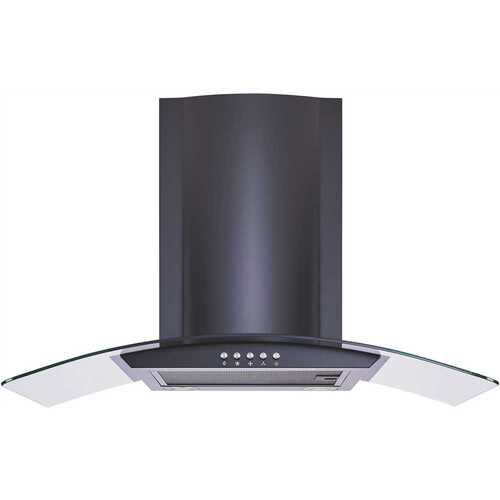 Winflo WR001C30BL 30 in. Convertible Wall Mount Range Hood in Black with Mesh Filters and Push Button Control