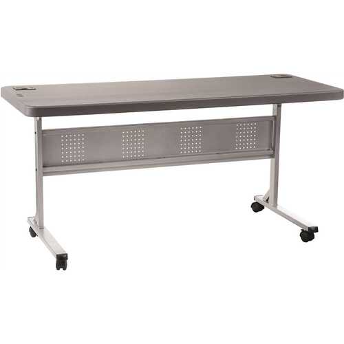 National Public Seating BPFT-2460-20 60 in. Charcoal Plastic Folding Flip-N-Store Training Table