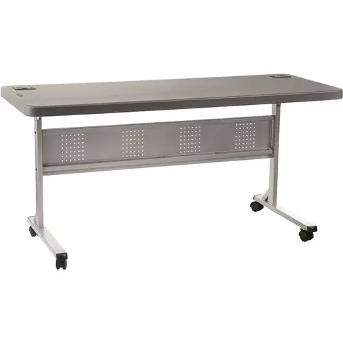 National Public Seating BPFT-2460-20 60 in. Charcoal Plastic Folding Flip-N-Store Training Table Gray