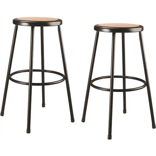 National Public Seating 6230-10/2 30 in. Black Heavy Duty Steel Frame Stool With Masonite Seat