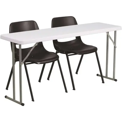 National Brand Alternative CGA-RB-21424-BL-HD 60 in. Black Plastic Tabletop Plastic Seat Folding Table and Chair Set