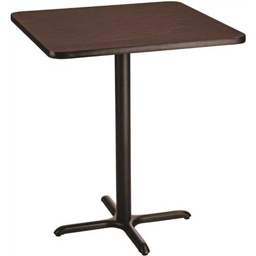 36-inch Square Composite Wood Cafe Table, 42-in Height, Mahogany Laminate Top and Black X Base