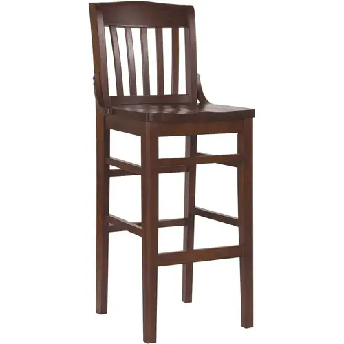 44 in. Walnut Mid-Back Wood Bar Stool