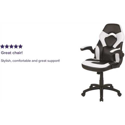 White LeatherSoft Upholstery Racing Game Chair