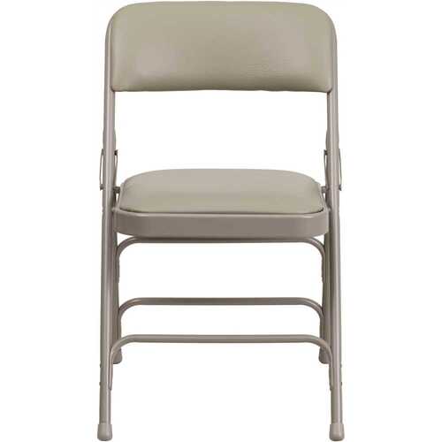 Gray Vinyl/Gray Frame Metal Folding Chair