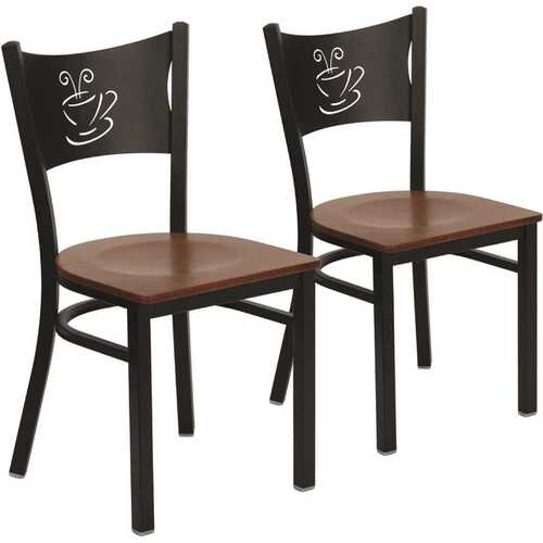 Cherry Wood Seat/Black Metal Frame Restaurant Chairs