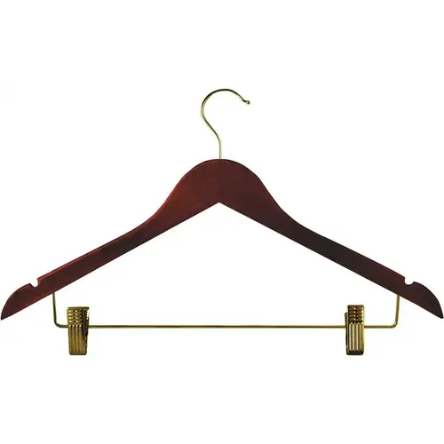 RDI-USA INC HGW-WCT-STB Womens Hanger Walnut Contoured Standard Hook in Brass - pack of 100