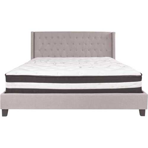 Flash Furniture CGA-HG-228444-LI-HD Light Gray King Platform Bed and Mattress Set