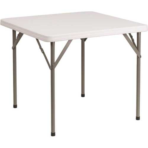 34.25 in. Granite White Plastic Tabletop Metal Frame Folding Table