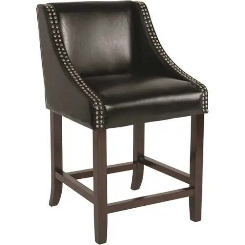 24 in. Black Leather Bar Stool