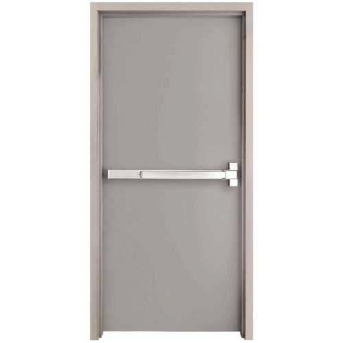 Armor Door VSDFRKD3680EL 36 in. x 80 in. Fire-Rated Gray Left-Hand Flush Steel Commercial Door with Knock Down Frame Panic Bar and Hardware